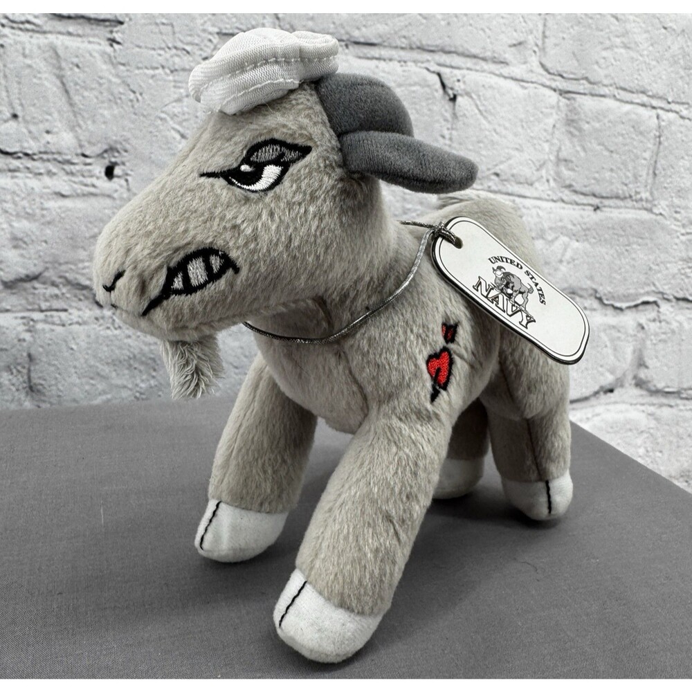 Vintage NWT Animal Fair US Navy Goat Mascot Plush Stuffed Animal Gray